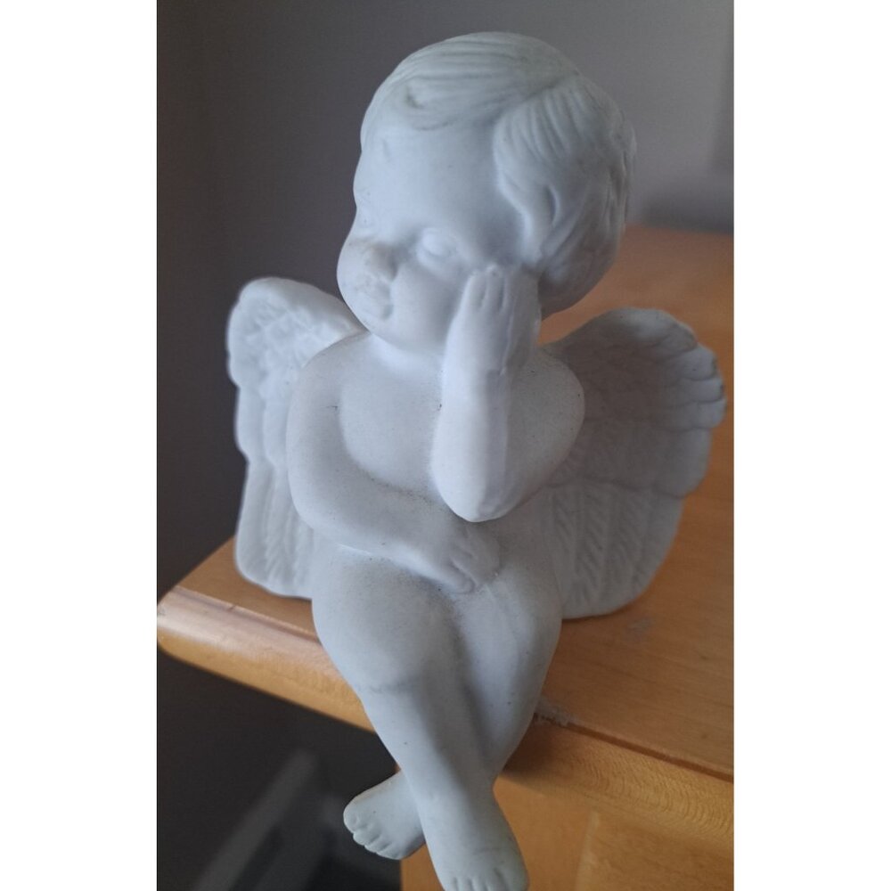 Vintage Scioto‎ Ceramic Bisque Angel Cherub Shelf Sitter 1983 Ready To Paint